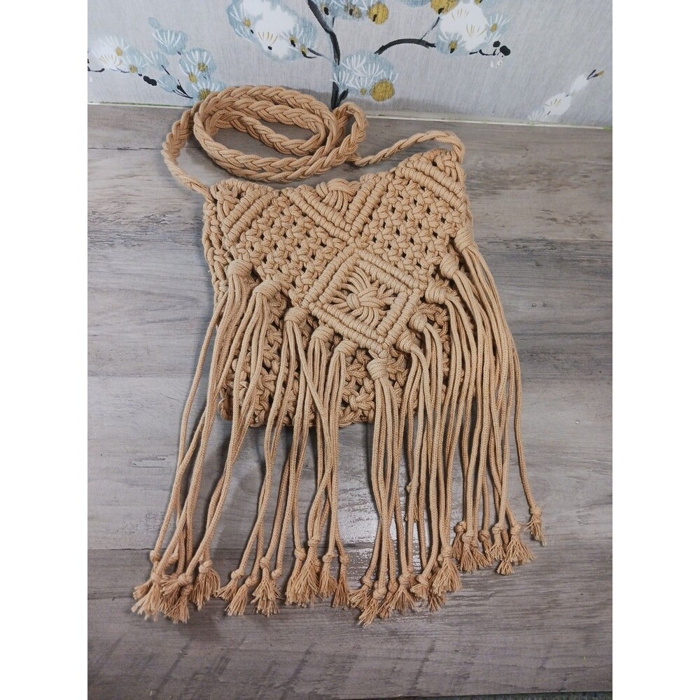 Womens Crossbody Bag Purse Macrame Boho Hippie Fringe